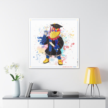 KU Jayhawk Thrive Art: University of Kansas Graduation Splatter Paint Canvas Print