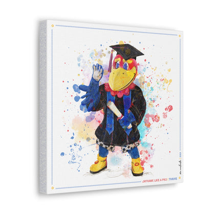 KU Jayhawk Thrive Art: University of Kansas Graduation Splatter Paint Canvas Print