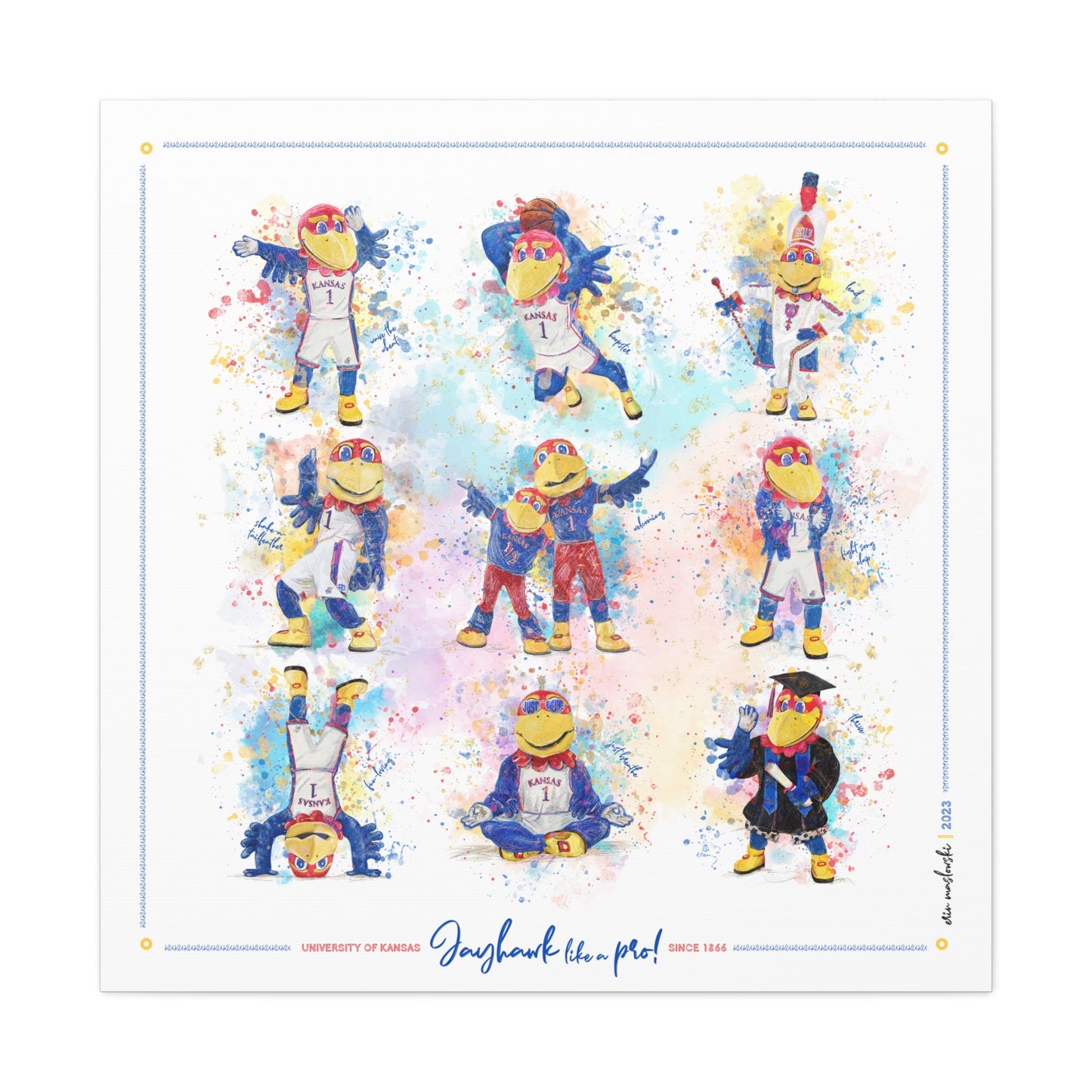 Jayhawk like a Pro | KU Splatter Paint Art | Kansas Mascot | KU Gift | Graduation