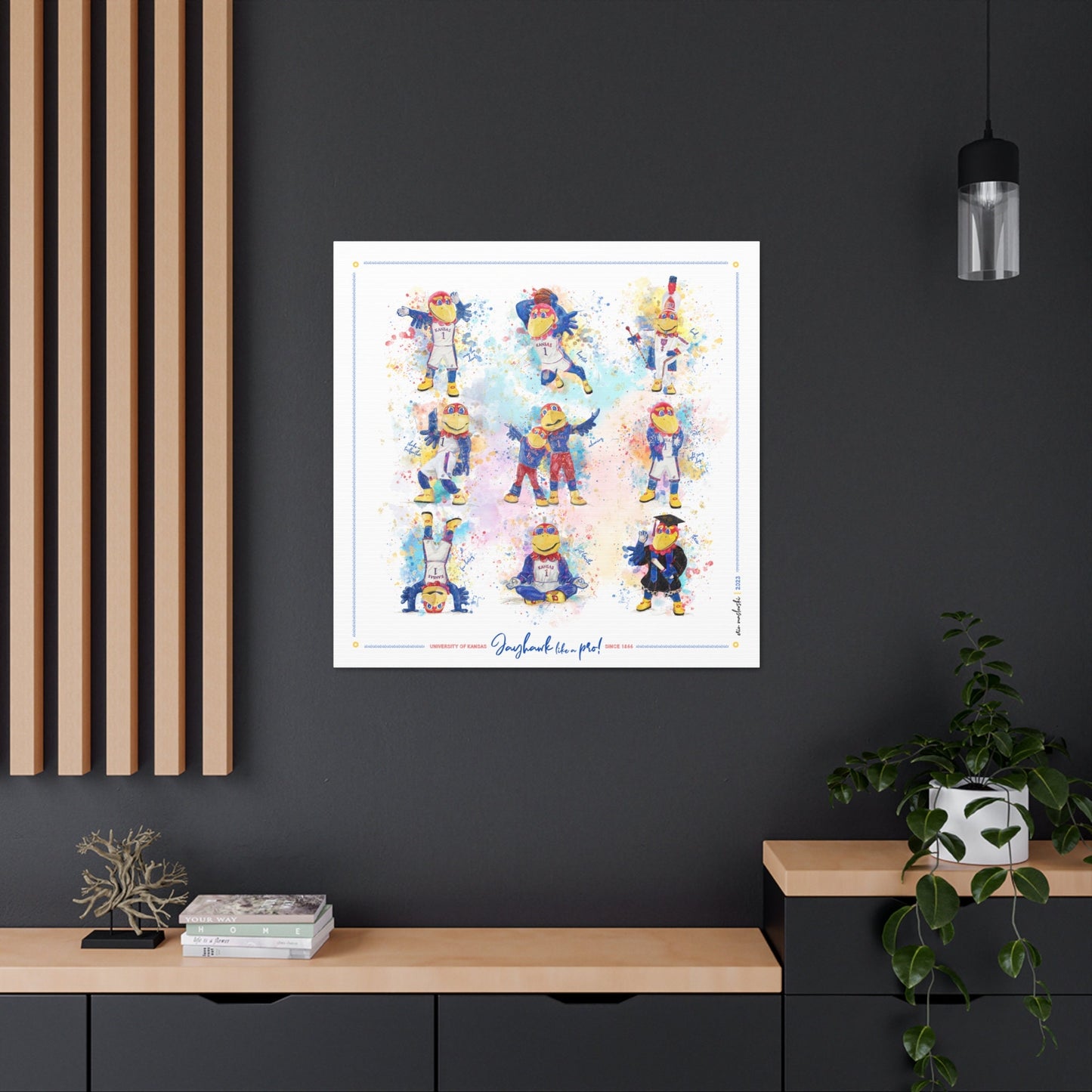 Jayhawk like a Pro | KU Splatter Paint Art | Kansas Mascot | KU Gift | Graduation