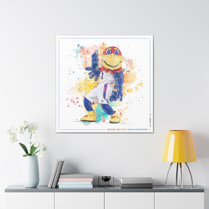 KU Jayhawk Shake-a-Tailfeather Art: University of Kansas Dance Splatter Canvas Print