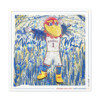 KU Jayhawk Wave the Wheat Art: University of Kansas Sketches Canvas Print