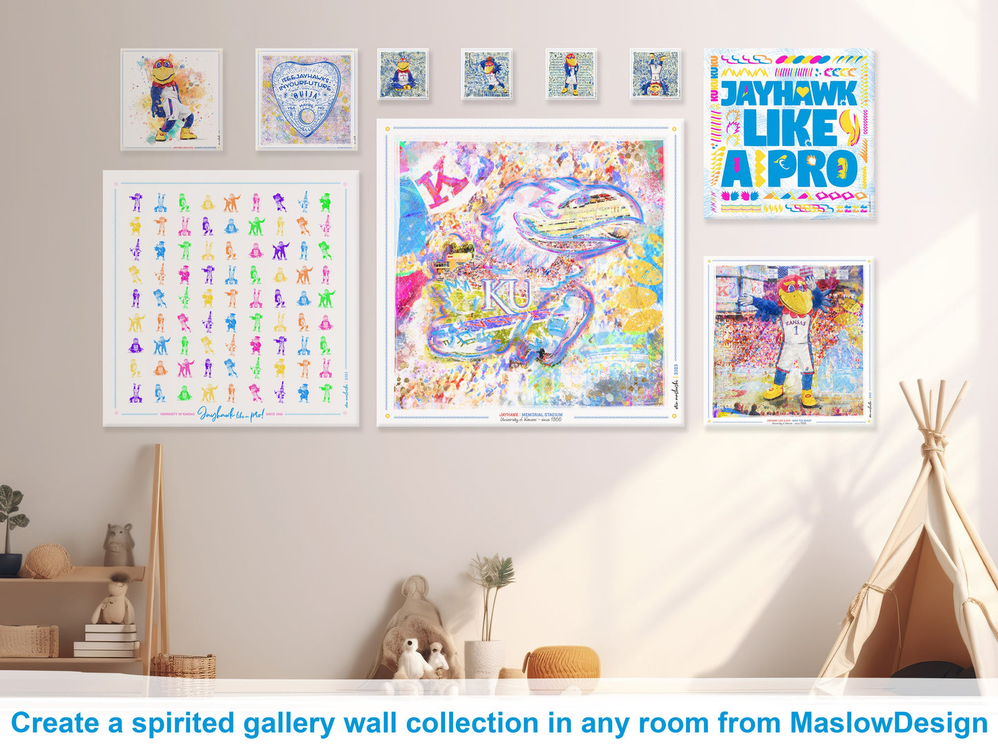 Jayhawk like a Pro | KU Splatter Paint Art | Kansas Mascot | KU Gift | Graduation